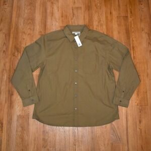 Outerknown Miles Poplin Shirt Mens XXL Olive Green NEW Long Sleeve Button Up